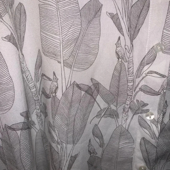 Harris Wilson Cesarine Birds Botanical Print White Grey Viscose  Button Up Shirt - Picture 8 of 12